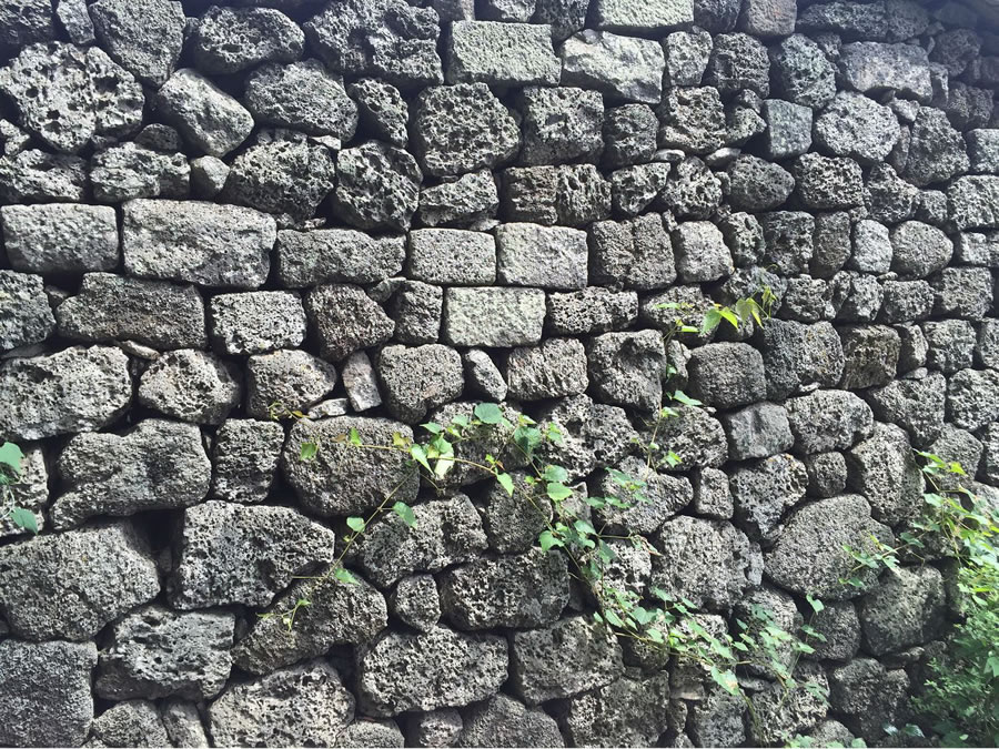 lava rock wall