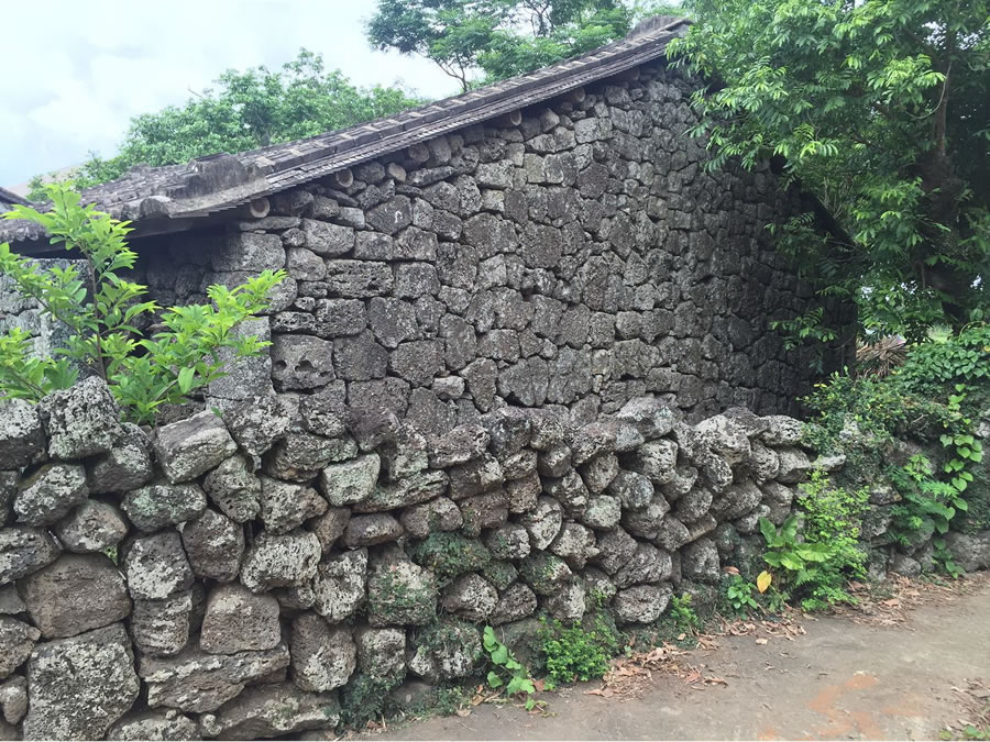 old lava stone wall