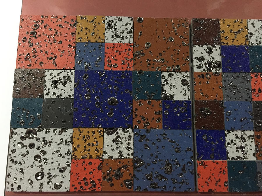 Enameled lava stone mosaic